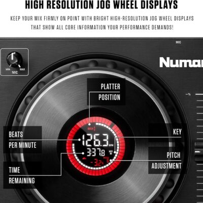 Numark Mixtrack Platinum FX Serato DJ Controller with Jog Wheel Displays, 4 Decks, Mixer, Effects Paddles and Audio Interface