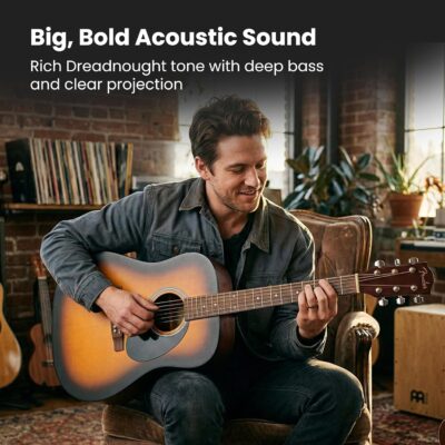 Fender FA Series Dreadnought Acoustic Guitar – 2-Color Sunburst Bundle with Gig Bag, Tuner, Strings, Picks, and Austin Bazaar Instructional DVD