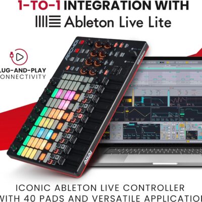 81BYjO4gebL. AC SL1500 Akai Professional APC40 MKII – USB MIDI Controller for 1 to 1 Mapping with Ableton Live Lite with 5×8 Clip Launch Matrix, Knobs and Faders, Pro Software Suite Included