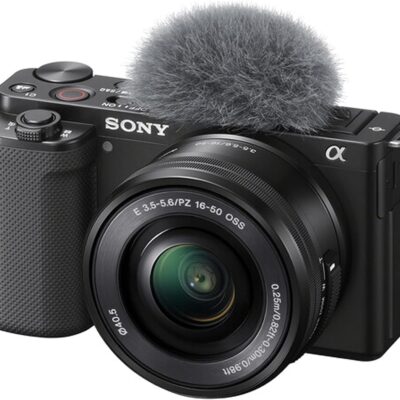 Sony ZV-E10 Mirrorless Camera with 16-50mm Lens, 128GB Extreem Speed Memory,.43 Wide Angle & 2X Lenses, Case. Tripod, Filters, Hood, Grip,Spare Battery & Charger, Editing Software Kit -Deluxe Bundle