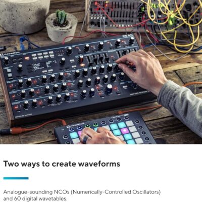 Novation Peak 8-Voice Desktop Polyphonic Synthesiser with 2 LFOs per voice, 16-slot modulation matrix, 3 analogue distortion points, and digital effects