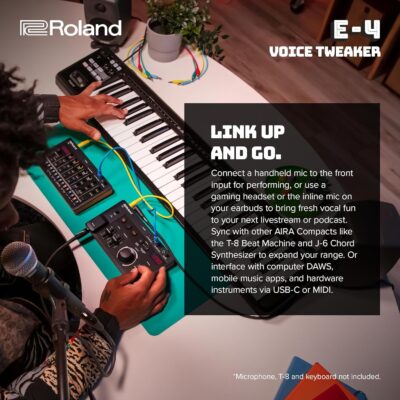 Roland AIRA Compact E-4 VOICE TWEAKER| Vocal Performance Tool with Powerful Voice Transformer Effects | Vocoder | Looper | Harmony | Auto Pitch | MIDI | For Singing & Vocal Artists
