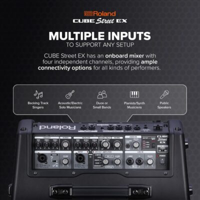 Roland Cube Street EX | Battery-Powered 50W Stereo Amplifier | Clear, Dynamic Sound | Ideal for Outdoor Performances | Supports Mics, Instruments & Audio Devices | COSM Tones for Electric Guitar