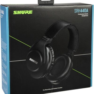 Shure SRH440A Professional Over-Ear Wired Studio Headphones – Monitoring & Recording Headphones with Enhanced Frequency Response, Adjustable & Collapsible Design, Works with All Audio Devices, Black