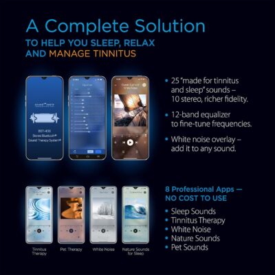 Sound Oasis Stereo Bluetooth Sound Machine for Sleep and Tinnitus Masking, 20 Non-Looping Soothing Sounds Plus Pink Noise, Hi-Fidelity Speakers, Portable Sound Therapy for Home, Baby, Office or Travel