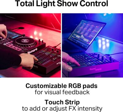 Denon DJ PRIME 4+ DJ Controller and DMX Lighting Controller for Live Music, DJ sets, Events, Music production
