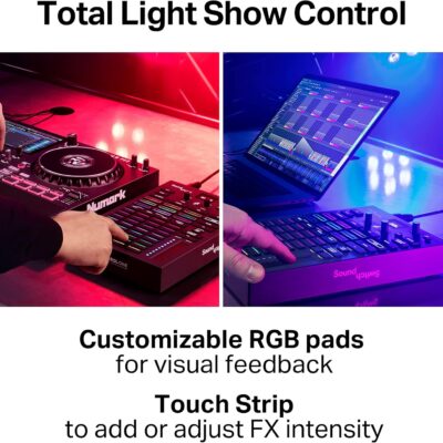 Denon DJ PRIME 4+ DJ Controller and DMX Lighting Controller for Live Music, DJ sets, Events, Music production
