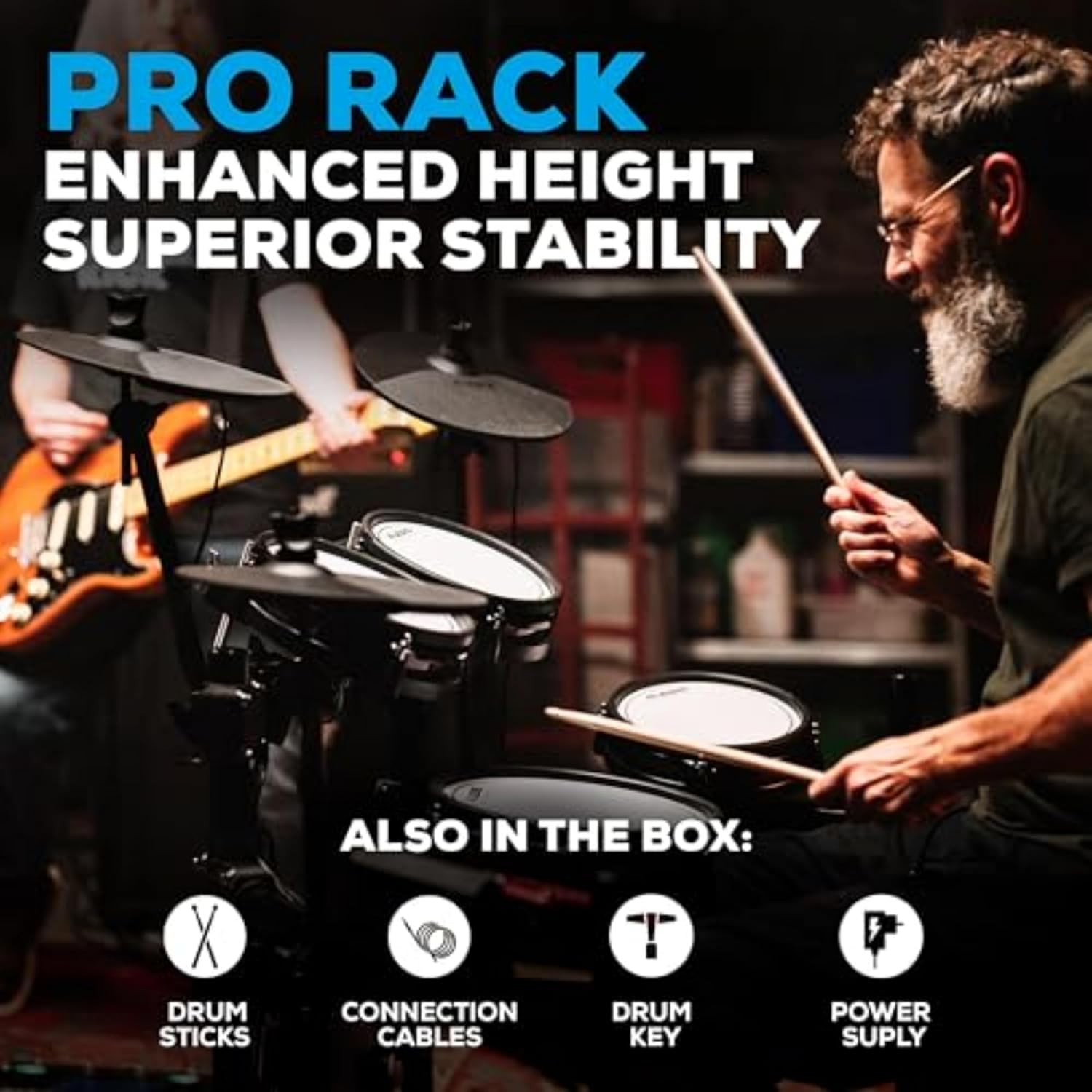 Alesis Nitro Pro Electric Drum Set with Dual-Zone Quiet Mesh Pads, 500+ Authentic BFD Sounds, Bluetooth, Drumeo, USB MIDI, Double Kick Compatible