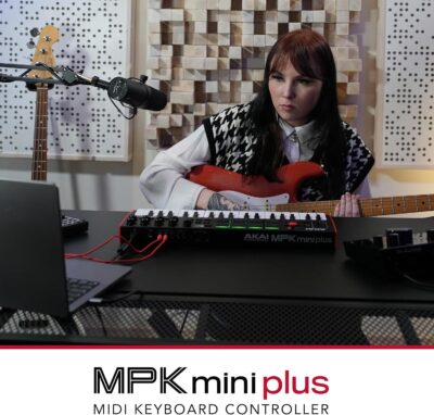 Akai Professional MPK Mini Plus – USB MIDI Keyboard Controller with 37 Mini Keys, 8 MPC Pads, Sequencer, MIDI/CV/Gate I/O, Music Production Software and Native Instruments Sound Package