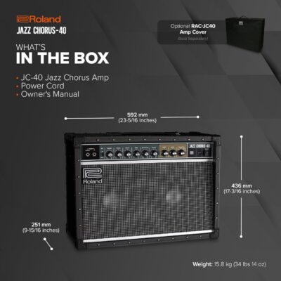 Roland JC-40 Jazz Chorus | Compact Guitar Amp | Iconic JC Clean Tone | Signature Dimensional Space Chorus Effect | Powerful 40-Watt Stereo Amp | Dual 10 Speakers | Enhances Pedals, Multi-FX & More