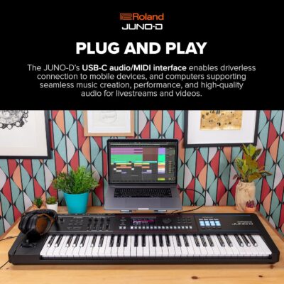 81F14Zp PPL. AC SL1500 Roland JUNO-D6 Synthesizer | 61-Note Keyboard with Synth Action | ZEN-Core Engine with Over 3800 Onboard Sounds | Intuitive Creative Tools | USB-C Audio/MIDI Interface for Mobile & Computers