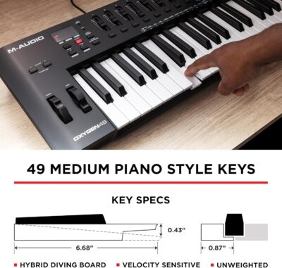M-AUDIO Oxygen 49 (MKV) Key USB MIDI Keyboard Controller with Beat Pads, Smart Chord, Scale Modes, Arpeggiator and Native Instruments Sound Package (NKS Integration)