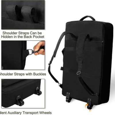 81FdSJj0 AL. AC SL1500 DJ Controller Bag Backpack with Wheels Compatible with Pioneer XDJ RX2/ XDJ RX3/ XDJ-RX/DDJ FLX10/ DDJ REV7/ DDJ 1000, Wheeled DJ Carrying Case with 2 Accessory Pocket, Padded DJ Mixer Bag