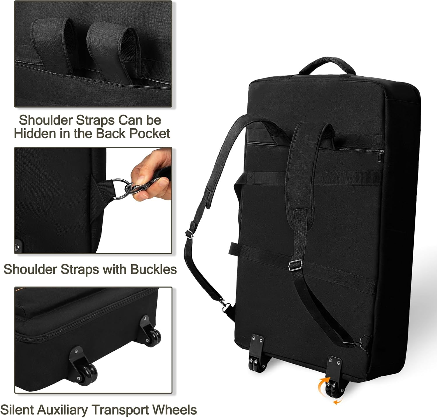 DJ Controller Bag Backpack with Wheels Compatible with Pioneer XDJ RX2/ XDJ RX3/ XDJ-RX/DDJ FLX10/ DDJ REV7/ DDJ 1000, Wheeled DJ Carrying Case with 2 Accessory Pocket, Padded DJ Mixer Bag