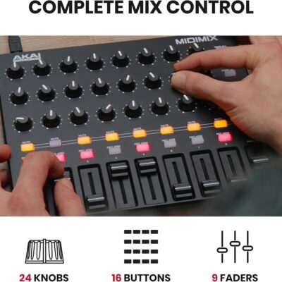 81GQuEOndyL. AC SL1500 Akai Professional MIDImix – USB MIDI Controller Mixer with Assignable Faders and Master Fader, 24 Knobs and 16 Buttons, 1 to 1 Mapping With Ableton Live