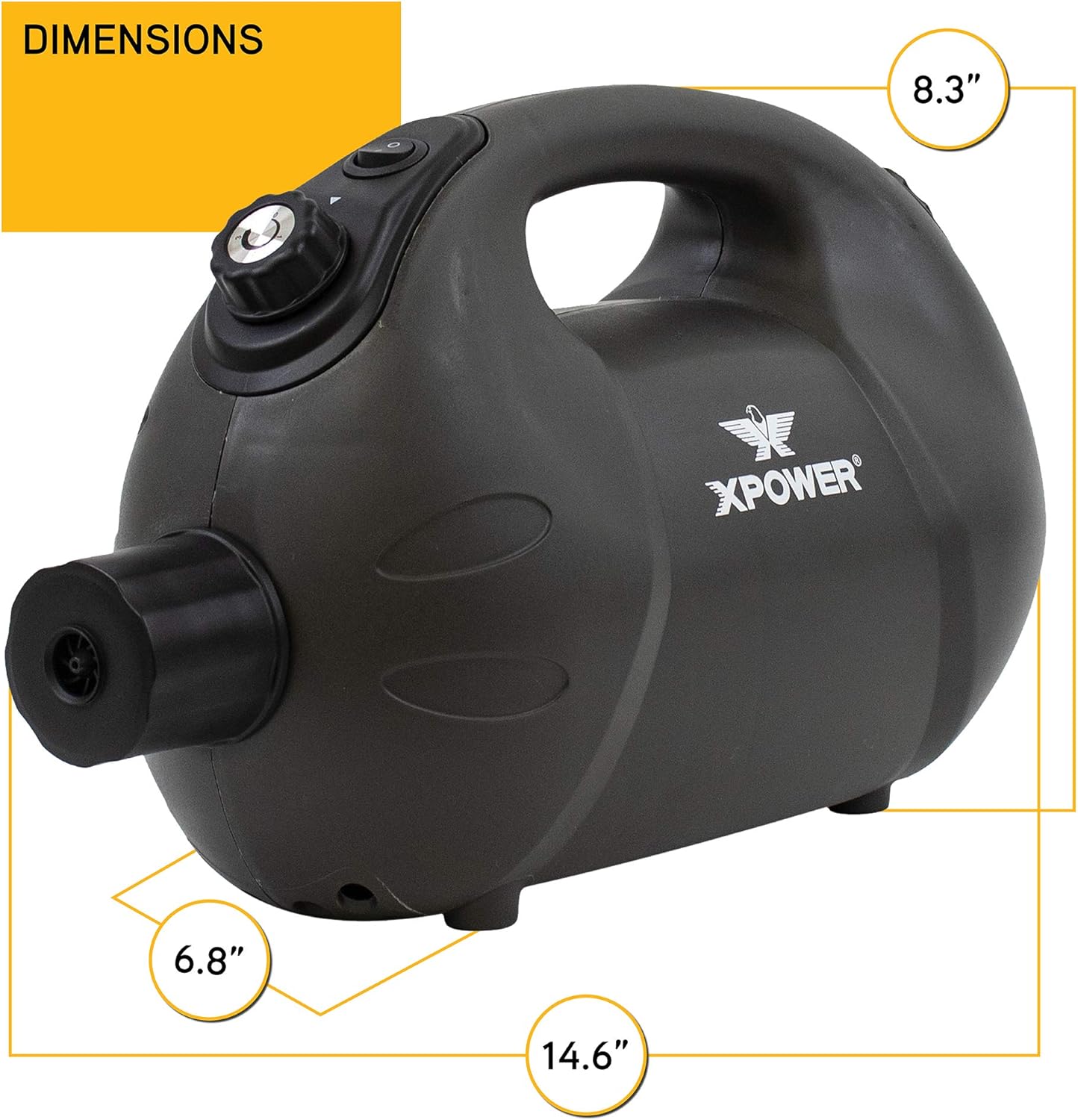 XPOWER F-16B ULV Cold Fogger, Mist Blower, and Sprayer for Cleaning, Disinfecting, Pest Control, Odor Elimination, and Mold Removal, 25+ Ft. Spray Distance, 1.6 L Tank Capacity, Rechargeable Battery