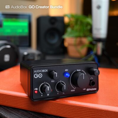 PreSonus AudioBox Go Creator Complete Studio Recording Bundle with USB Audio 96K Interface, Condenser Microphone, Professional Monitoring Headphones, and Studio One Pro DAW Software