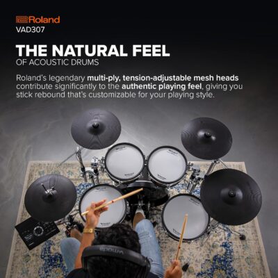 Roland VAD307 V-Drums | Premium 5-Piece Electronic Acoustic Design Drum Kit with Shallow-Depth Shells