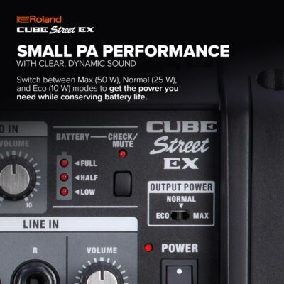 Roland Cube Street EX | Battery-Powered 50W Stereo Amplifier | Clear, Dynamic Sound | Ideal for Outdoor Performances | Supports Mics, Instruments & Audio Devices | COSM Tones for Electric Guitar