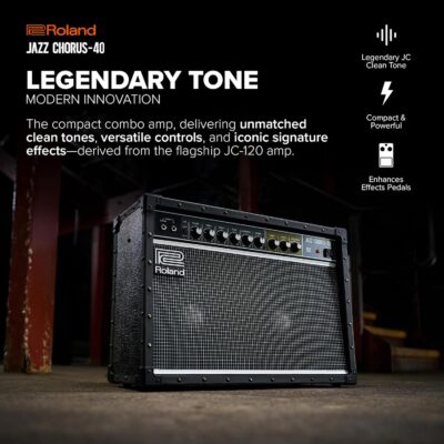 Roland JC-40 Jazz Chorus | Compact Guitar Amp | Iconic JC Clean Tone | Signature Dimensional Space Chorus Effect | Powerful 40-Watt Stereo Amp | Dual 10 Speakers | Enhances Pedals, Multi-FX & More