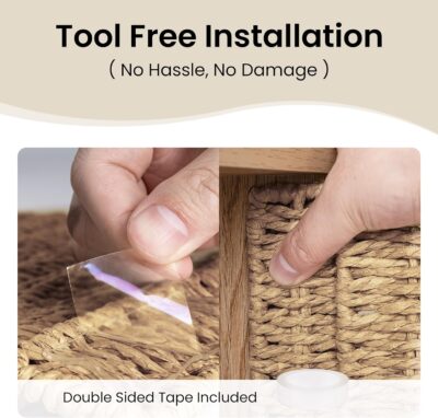 81HhYbbPyjL. AC SL1500 AELS 13 Handwoven Natural Fibre Doors for Cube Storage Shelf, Set of 4, Boho Straw Shelf Cover for Bookcase & Open Bookshelf, Rustic Farmhouse Home Decor, fit IKEA Kallax Shelf, Natural (Door ONLY)