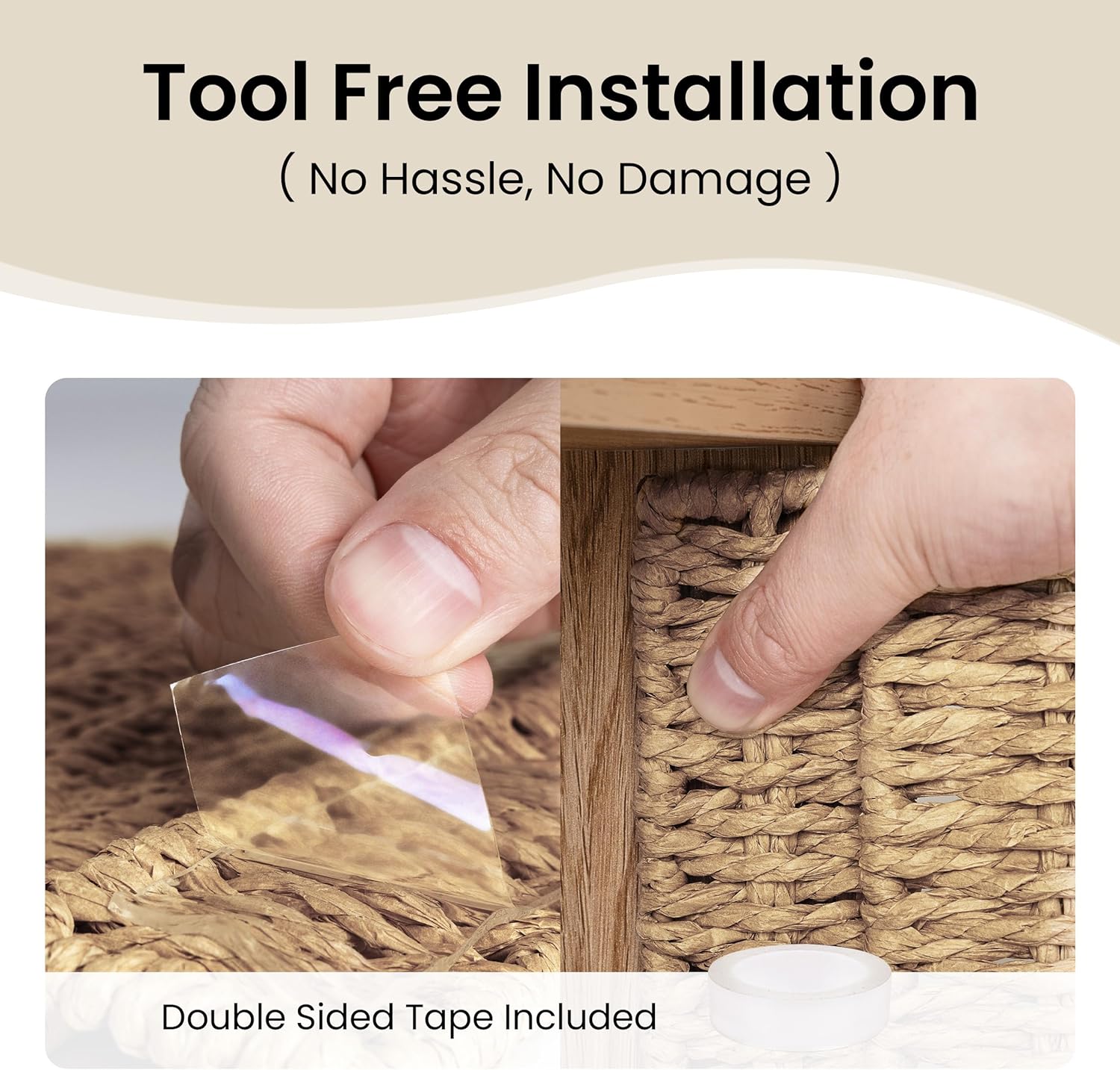 AELS 13 Handwoven Natural Fibre Doors for Cube Storage Shelf, Set of 4, Boho Straw Shelf Cover for Bookcase & Open Bookshelf, Rustic Farmhouse Home Decor, fit IKEA Kallax Shelf, Natural (Door ONLY)