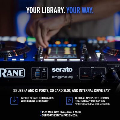 RANE SYSTEM ONE All-in-One Standalone Motorized DJ Controller with Engine DJ OS, Seamless Mixing on 2 Decks, Stems FX, Serato DJ Pro, XLR Outputs