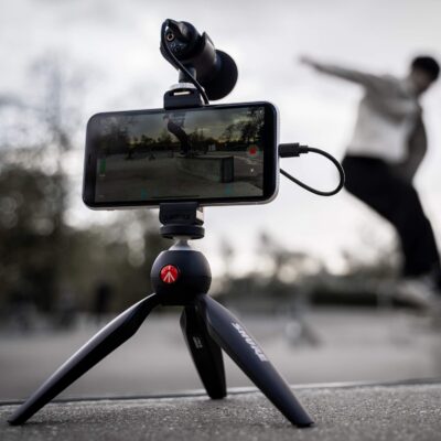 Shure MV88+ Video Kit – Digital Stereo Condenser Microphone for Apple and Android, with Manfrotto PIXI Tripod, Phone Clamp, Mount, iOS and USB-C Cables for Next-Level Compatibility and Connectivity