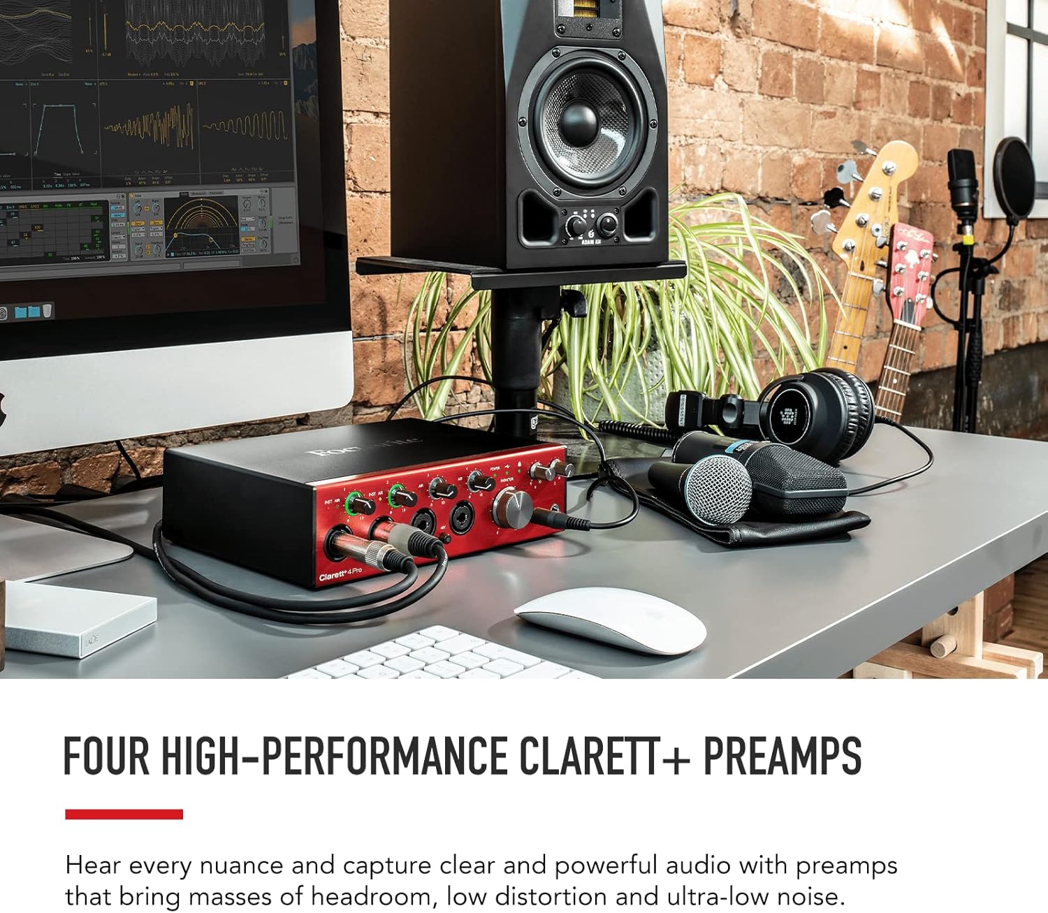 Focusrite Clarett+ 4Pre USB Studio-Grade Audio Interface for Music Makers — Four Low-Noise, Low-Distortion Mic Preamps providing True-To-Life Sound
