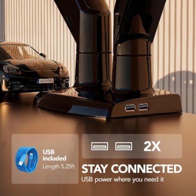 HUANUO Dual Monitor Stand for 13″–40″, Premium Dual Monitor Mount with USB, Height Adjustable Monitor Stand for 2 Monitors, VESA Mount with Clamp/Grommet Base, Holds 26.4lbs per Arm, HNDS7