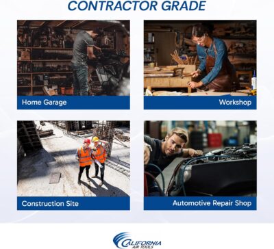 California Air Tools CAT-4610S Ultra Quiet & Oil-Free 1.0 hp 4.6 gallon Steel Twin Tank Electric Portable Air Compressor, Silver