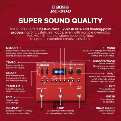 BOSS RC-500 Loop Station | Advanced Two-Track Looper with Onboard Mixing & Deep Control Options | Class-Leading Sound Quality | 16 Versatile Drum Kits | 13 Hours Record Time | Expanded Control Support