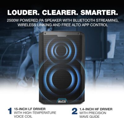 81Mcs 96YJL. AC SL1500 ALTO TS415 2500W 15 Powered PA Speaker with 3 Channel Mixer, Bluetooth Streaming, Wireless Loudspeaker Linking, DSP App
