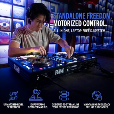 RANE SYSTEM ONE All-in-One Standalone Motorized DJ Controller with Engine DJ OS, Seamless Mixing on 2 Decks, Stems FX, Serato DJ Pro, XLR Outputs