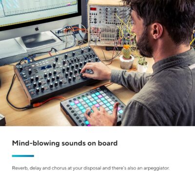 Novation Peak 8-Voice Desktop Polyphonic Synthesiser with 2 LFOs per voice, 16-slot modulation matrix, 3 analogue distortion points, and digital effects