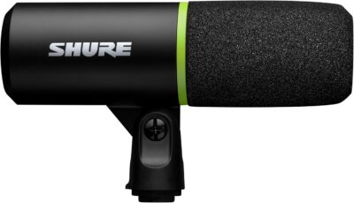 Shure MV6 Gaming Microphone – Dynamic USB Mic for PC Gaming & Streaming with Tap-to-Mute, Noise Cancellation, Desktop Stand & 3.5mm Headphone Monitoring, Black