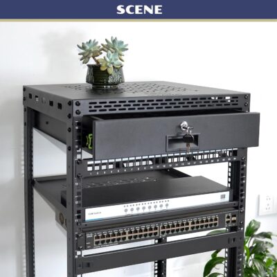 81N7pBviN4L. AC SL1500 24U Server Rack Cabinet with Drawer & 2 PCS Full Size Rack Shelves – Integrated Top/Bottom Panels, 4 Rolling Wheels for 19 Equipment & Home Lab Studio