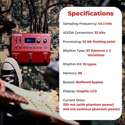 81NAyC9y10L. AC SL1500 Boss RC-500 Loop Station Bundle with Gearlux Power Supply, Instrument Cable, Patch Cable, and Picks