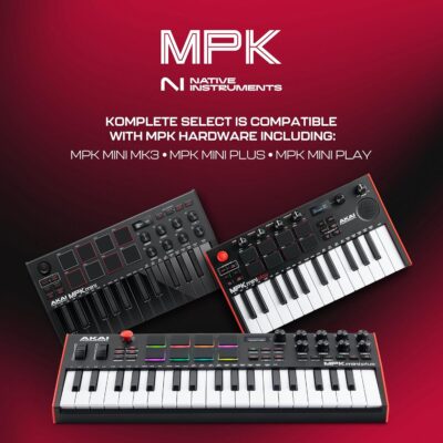Akai Professional MPK Mini MK3 25 Key USB MIDI Keyboard Controller With 8 Backlit Drum Pads, 8 Knobs, Music Production Software and Native Instruments Sound Package (NKS Integration), Black
