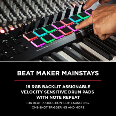 M-AUDIO Oxygen Pro 61 Key USB MIDI Keyboard Controller With Beat Pads, MIDI-assignable Knobs, Buttons and Faders, and Native Instruments Sound Package (NKS Integration)