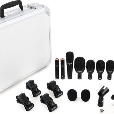 AUDIX FP7 Fusion Series 7-piece Drum Mic Kit for Kick, Snare, Toms, and Overheads with Travel Case – Black