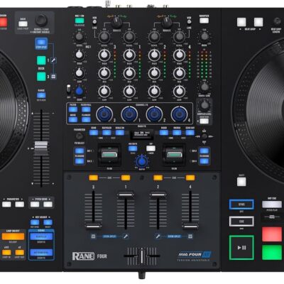 RANE FOUR Stems DJ Controller with 4 Decks, 8.5 Jog Wheels with Displays, Mixer with Internal FX, Serato DJ Pro and Pitch n Time Included