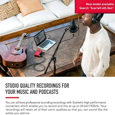 Focusrite Scarlett Solo 3rd Gen USB Audio Interface for Guitarists, Vocalists, Podcasters or Producers to record and playback studio quality sound