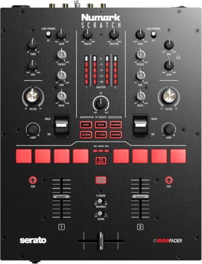 Numark Scratch | Two-Channel DJ Scratch Mixer for Serato DJ Pro (included) With Innofader Crossfader, DVS license, 6 Direct Access Effect Selectors, Performance Pads and 24-Bit Sound Quality