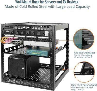 81RGeOrUZyL. AC SL1500 Tecmojo 12U Open Frame Network Rack for IT & AV Gear, AV Rack Floor Standing or Wall Mounted,with 2 PCS 1U Rack Shelves & Mounting Hardware,Network Rack for 19 Networking,Audio and Video Device