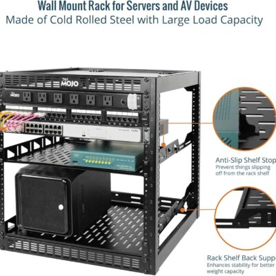81RGeOrUZyL. AC SL1500 Tecmojo 12U Open Frame Network Rack for IT & AV Gear, AV Rack Floor Standing or Wall Mounted,with 2 PCS 1U Rack Shelves & Mounting Hardware,Network Rack for 19 Networking,Audio and Video Device