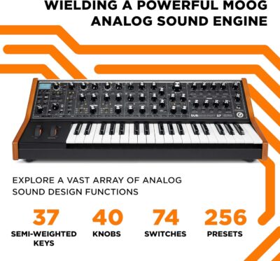 MOOG Subsequent 37 Paraphonic Analog Synthesizer and MIDI Keyboard with 37 Semi Weighted Keys, Headphone Amp, 256 Presets, Screen and Software Editor
