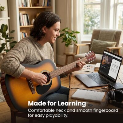 Fender FA Series Dreadnought Acoustic Guitar – 2-Color Sunburst Bundle with Gig Bag, Tuner, Strings, Picks, and Austin Bazaar Instructional DVD