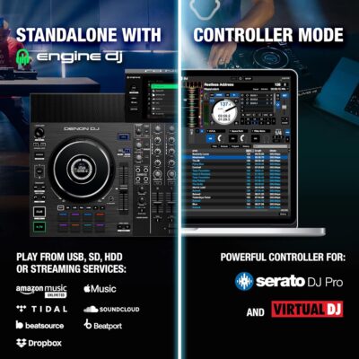 Denon DJ SC Live 4 DJ Controller and DMX Lighting Controller for Live Music, DJ sets, Events, Music production