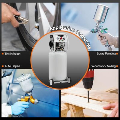 Albott 20 Gallon Vertical Air Compressor, 1.8 HP Electric Air Compressor with Copper Motor, 120 PSI Max, Portable Ultra Quiet Tank for Garage, Nailing, Tire Inflation